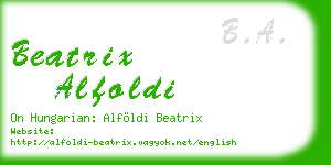 beatrix alfoldi business card
